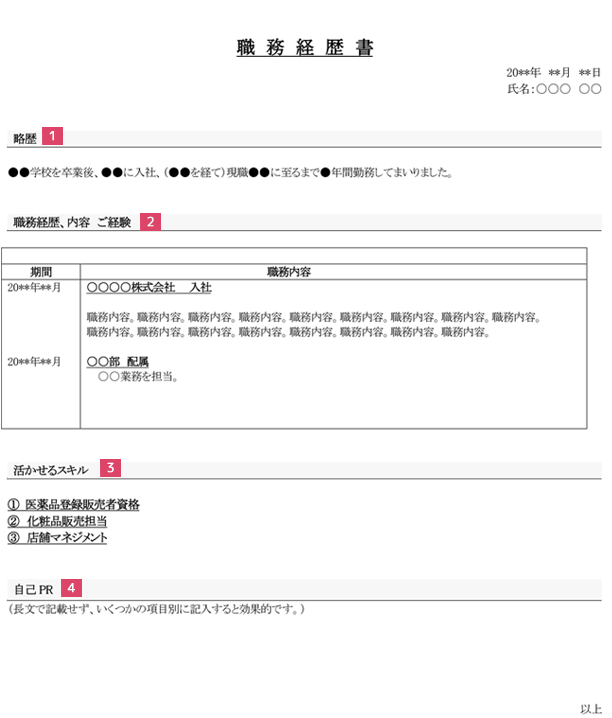 職務経歴書